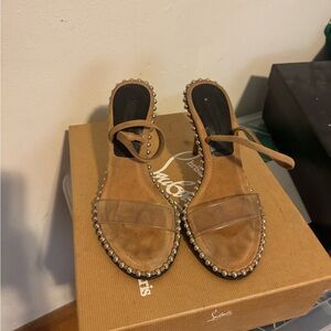 Stylish Tan Sandals with Clear Strap